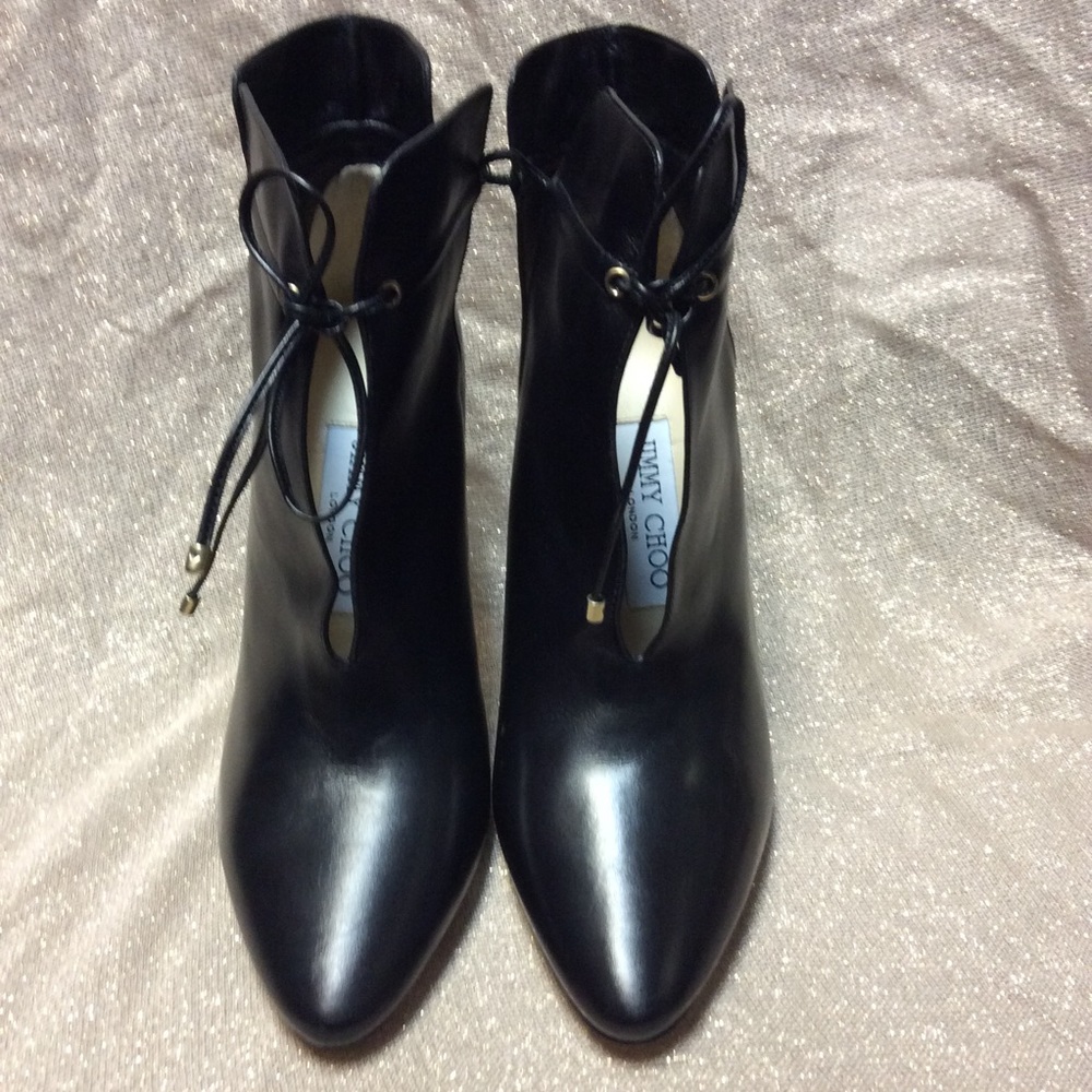 Jimmy Choo Murphy Cutout Leather Ankle Booties Blk - Picture 3 of 7
